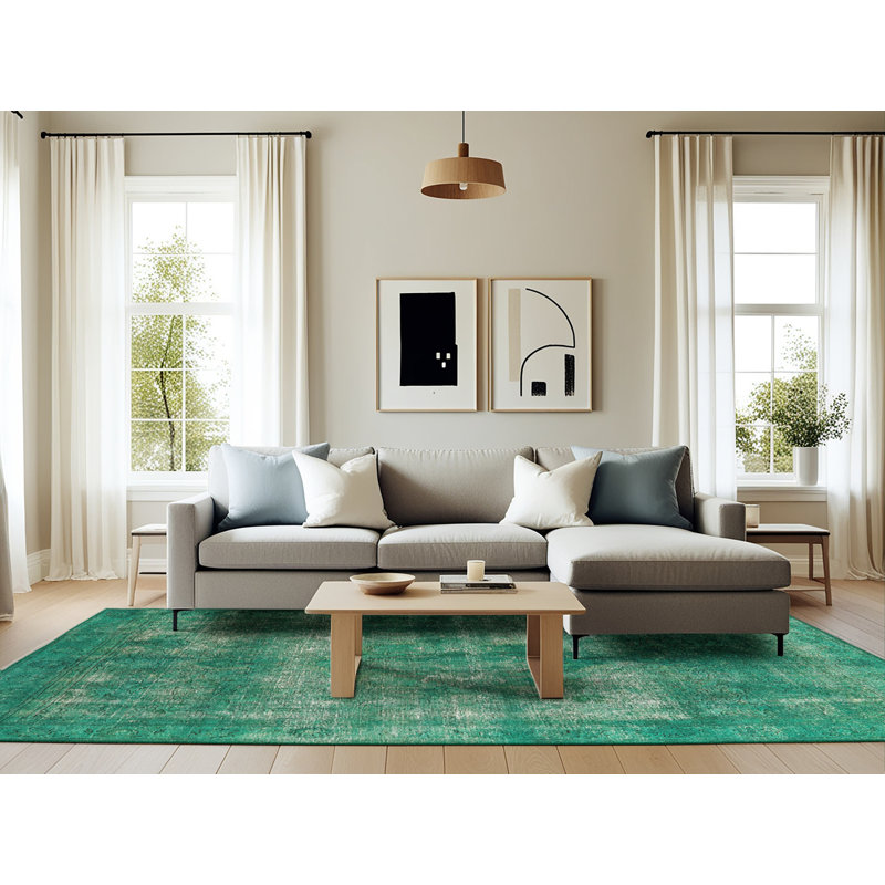 Tapis vert de style oriental, Rectangle 6 pi x 9 pi