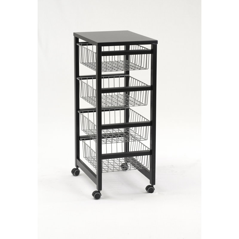 Ruthar Solid Wood Bar Cart, Black