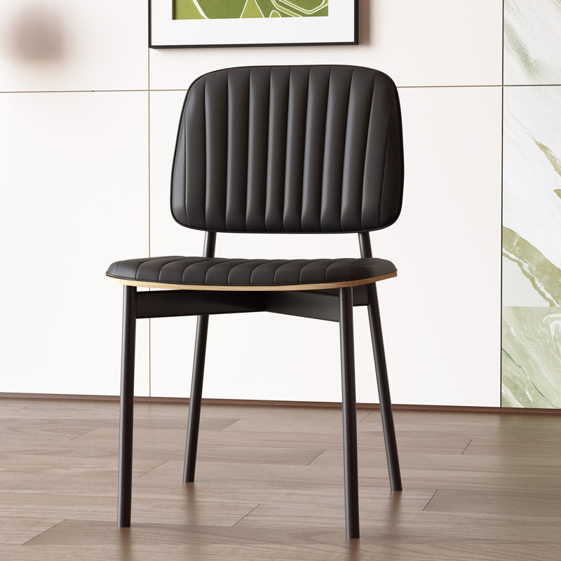 32.7 Inch Black Dining Chair 2 Piece Set With Metal Frame For Kitchen Dining Room Office, Comfortable  Durable, 2