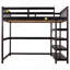 Lit mezzanine double avec tablettes de rangement et bureau sous le lit pour une solution de chambre à coucher peu encombrante-26789836