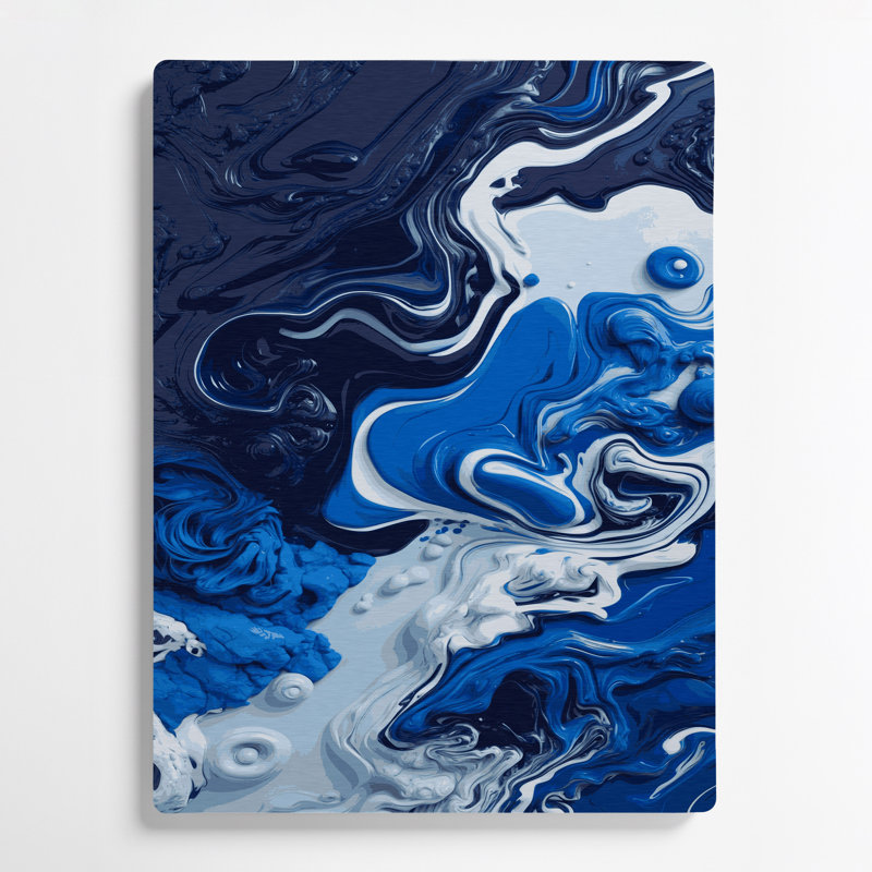 Art abstrait abstrait en métal bleu 6, H 11 po x l 14 po