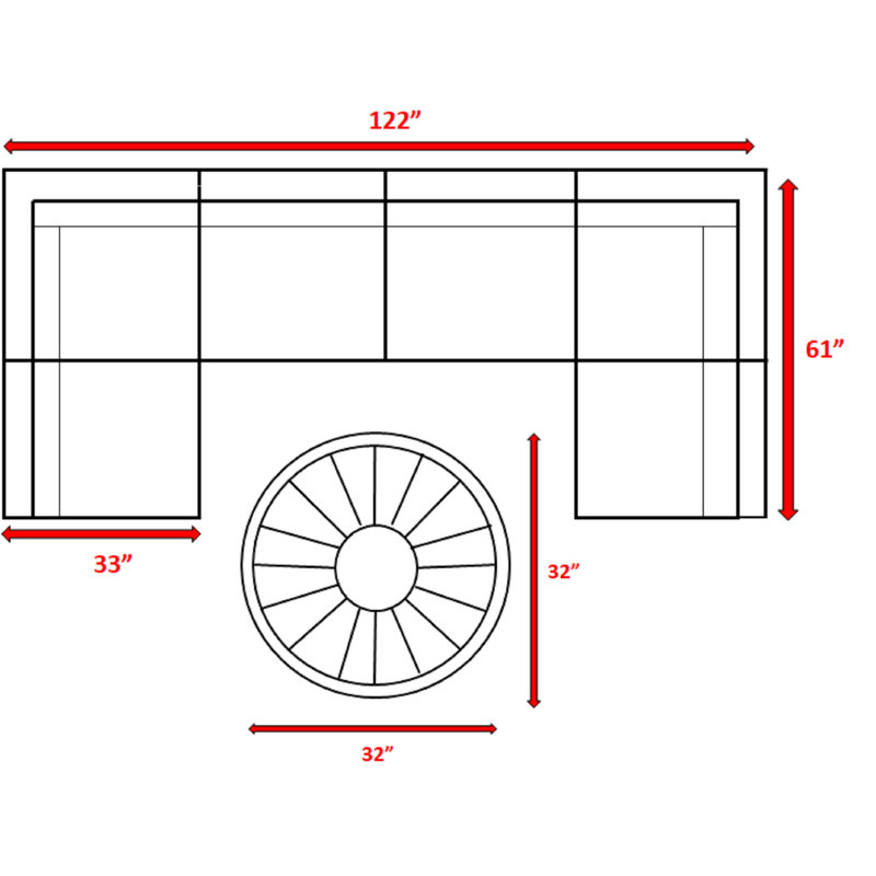 Ensemble de conversation modulaire 7 pièces avec coussins Sunbrella Alieyah