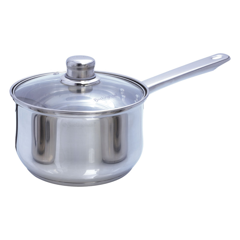 Buckingham Stainless Steel Deep Saucepan with Glass Lid Induction Compatible 18 cm 2.8 Litres  