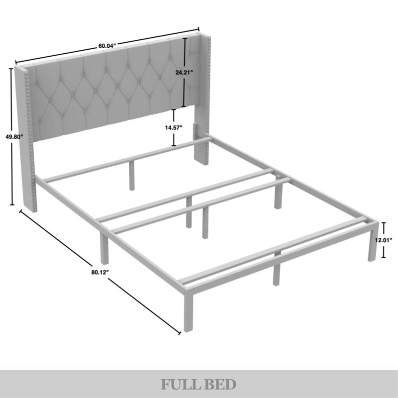 Ffyona Upholstered Wingback Bed, Full/Double, Black