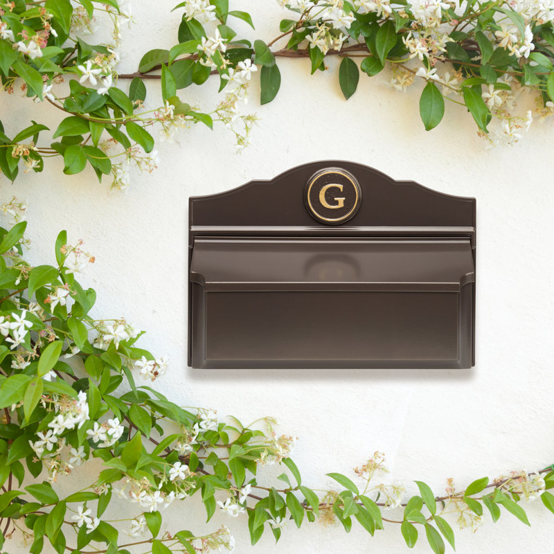 Colonial Wall Mounted Mailbox, Brown/Gold, Yes