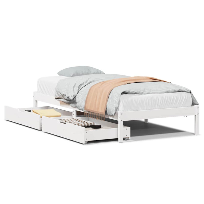 Aleppo Solid Wood Bed, European Kingsize (160 x 200cm), White