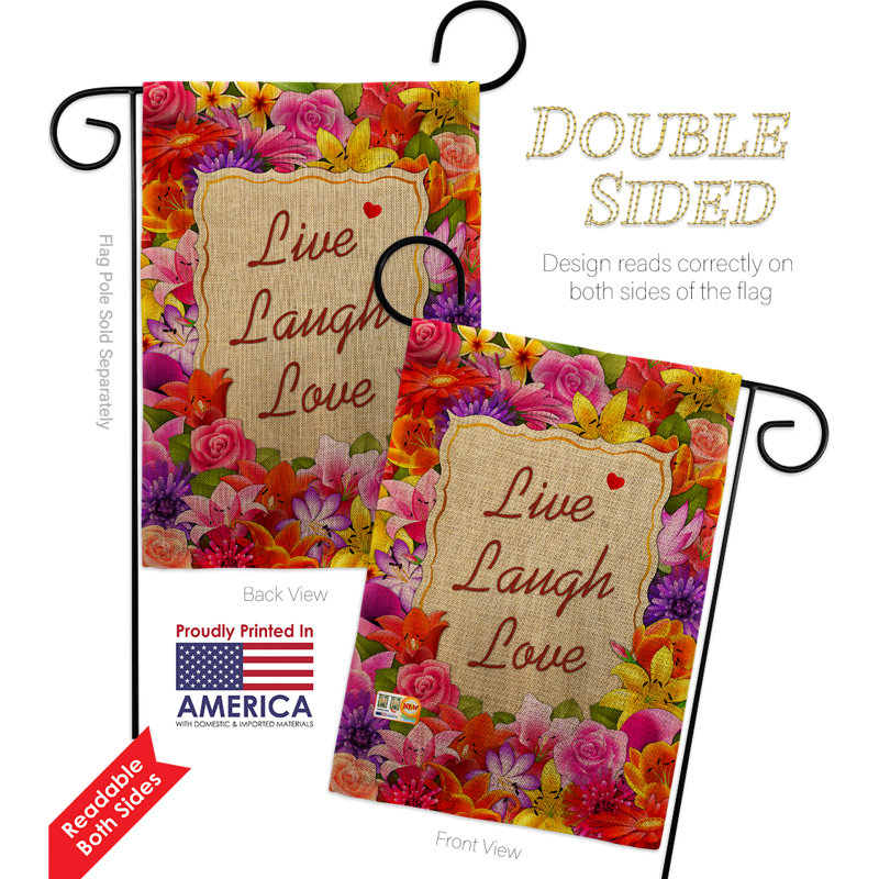 Ensemble de drapeaux de jardin double face 13 po x 18,5 po Beele Welcome Live, Laugh, Love Inspirational Sweet Home Impressions