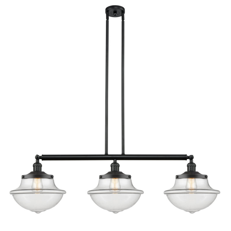 Theresa 3 - Light Kitchen Island Pendant, Matte Black, Clear, 6 Watt Vinage LED Bulb