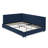 Full Size Upholstered Tufted Bed Frame with Comfortable Backrest & Armrests – Dark Blue Velvet Sofa Bed Frame for Bedroom & Living Room-95186332