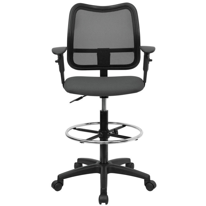 ErgoDraft Black Mesh & Nylon Adjustable Drafting Chair with Swivel
