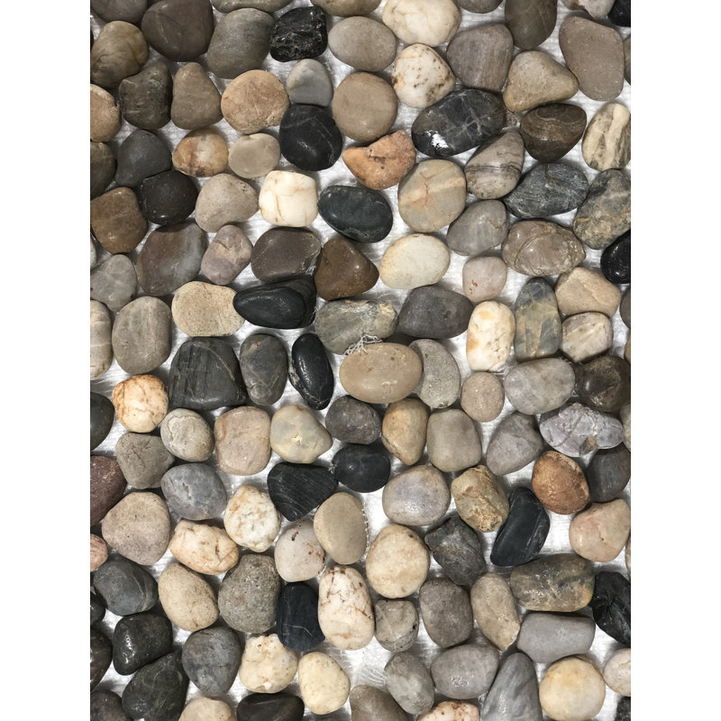 Mixed Pebble River Rock Mosaic Polished 12"x12" Interlocking Wall & Floor Tile