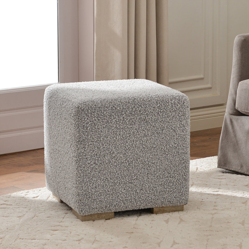 18.5" Wide Modern Square Boucle Upholstered Ottoman, Gray