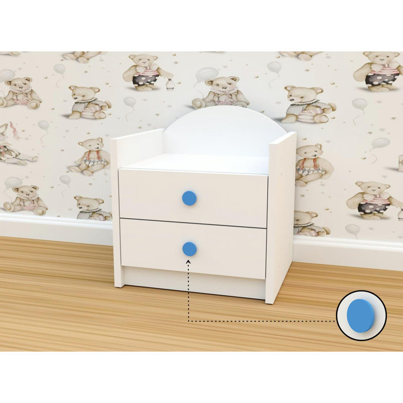 Szn01 bedside table, white, blue handle