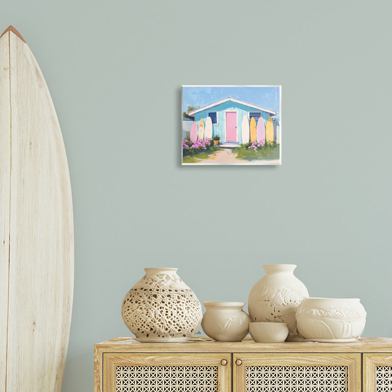 Cabine avec pastel, planche de surf murale, design par Arlington Prints