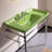 36" Bathroom Console Sink, Wall-mounted Grass Green Ceramic Vanity Basin With 3 Pre-drilled Faucet Holes, Freestanding Stainless Steel Support Legs With Towel Bar, No Faucet-1863930367