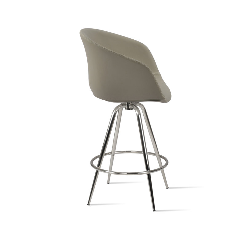 Tabouret de bar et de comptoir Tribeca Max, Poli, Tabouret de comptoir (siège d’une hauteur de 24, Similicuir gris