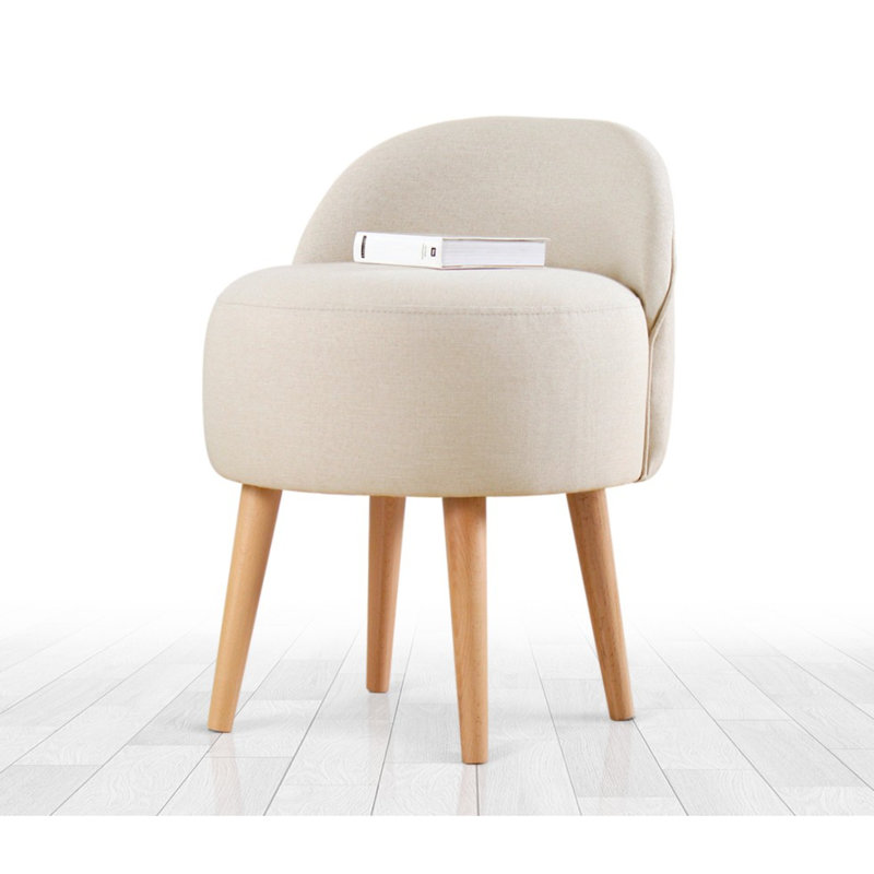 Cotton 48cm Wide Solid Colour Footstool Ottoman, Cream