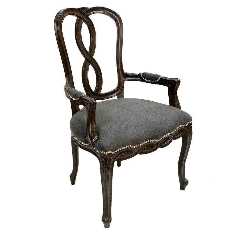 Hempstead 19.5'' H Upholstered Armchair, Gray, Espresso Wood