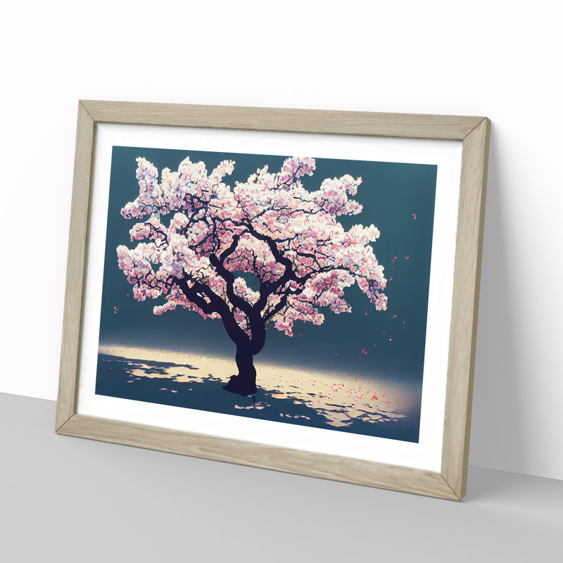 Ethereal Blossom Tree - Framed Print, 25cm H x 34cm W x 2cm D, Oak