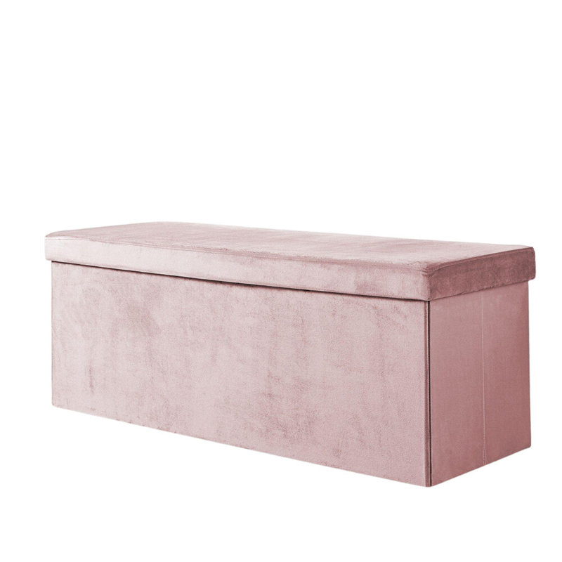 Magdaly 100cm Wide Ottoman Rectangular XL Storage Ottoman, Velvet, Pink
