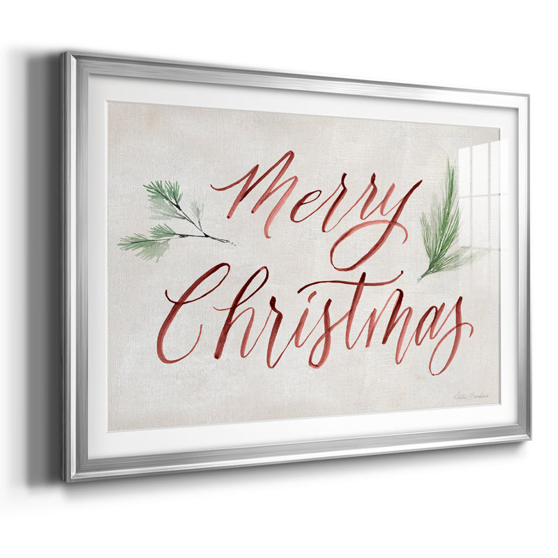 Merry Christmas, art textuel encadré sur papier, H 30 po x l 44 po x P 1,5 po, Argent