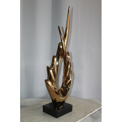 Abstract & Geometric Silver Modern Abstract Resin Statue on Marble Base 13" x 7" x 36"H