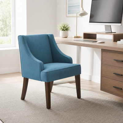 Fauteuil d'appoint Mid-Century moderne, fauteuil rembourré en tissu avec pieds en bois massif, fauteuil de lecture ergonomique adapté au salon, à la chambre à coucher, au bureau personnel, aux coins lecture, fabrication durable