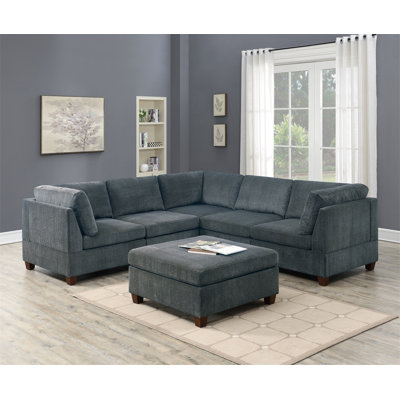 Mobilier de salon modulaire chenille modulaire 6 pièces ensemble canapé modulaire d'angle 3X coin coin 2X chaises sans accoudoirs et 1 x contreplaqué ottoman