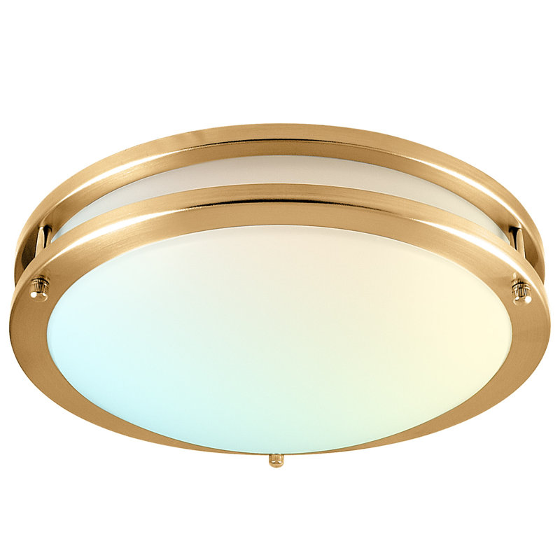Eryx Acrylic LED Flush Mount Ceiling Light, 12" H x 12" W x 3.3" D, Gold