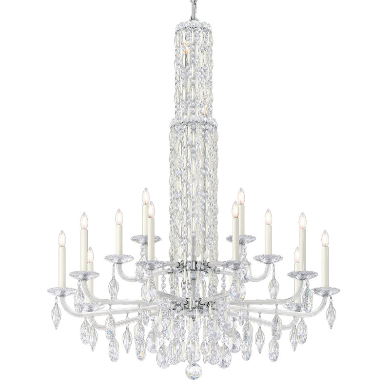 Siena 17 Light 40.5in x 50.5in Two-Tier Chandelier in Black with Clear Radiance Crystals, Czech, White