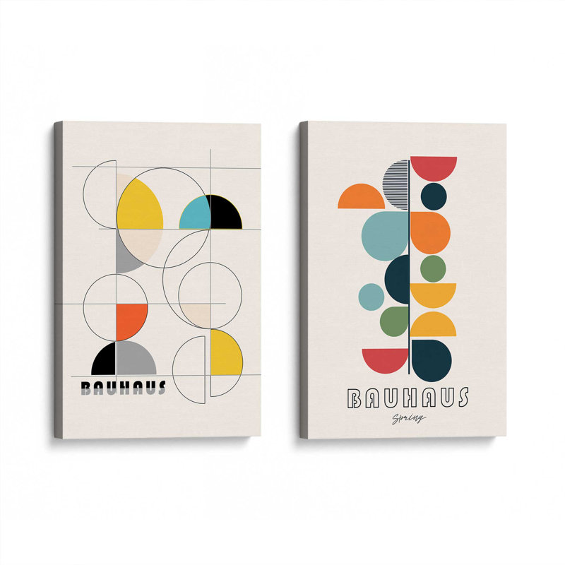 Bauhaus, ensemble de 2 couleurs printanières, H 19 po x l 16 po, Toile tendue
