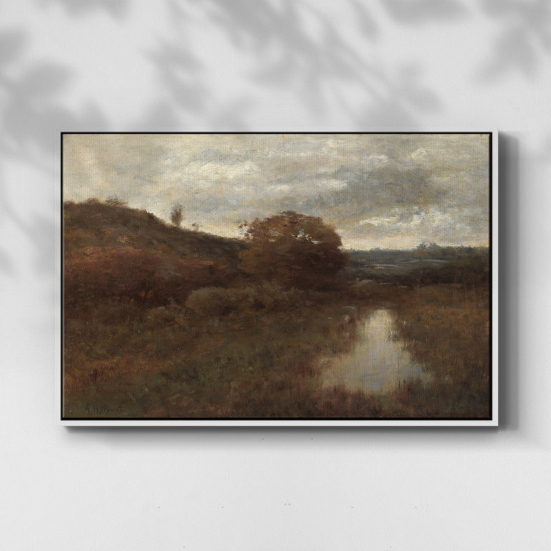 Paysage rétro - DCXIX, H 25 po x l 37 po x P 2 po, Toile encadrée flottée blanche