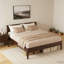Structure de lit plateforme en bois de bambou sec de 15 pouces de hauteur, avec support en lattes de bois, style moderne et minimaliste, aucun sommier requis, assemblage facile-1230466881-1230466895