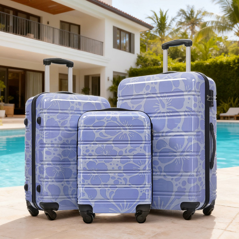 Valise à roulettes 3 pièces Hardshell avec valise TSA, Bleu