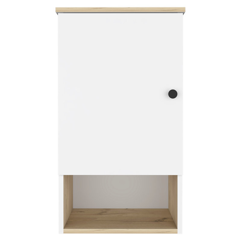 St. Angelo Medicine Cabinet, Two Internal Shelves, Single Door, One Shelf, Natural/White