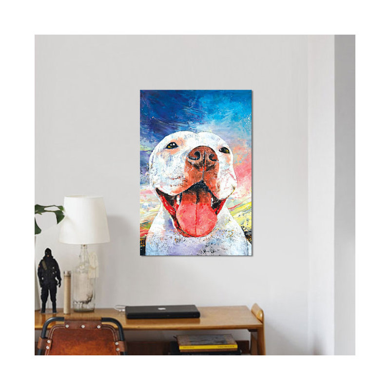« pitbull », reproduction d’art sur toile, H 26 po x l 18 po x P 1,5 po, Toile avec cadre noir, Pas de tapis