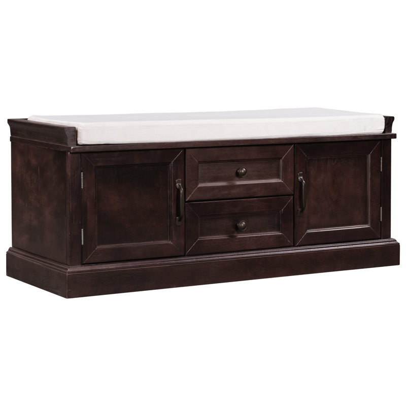 Banc de rangement avec 2 tiroirs et 2 armoires, Espresso