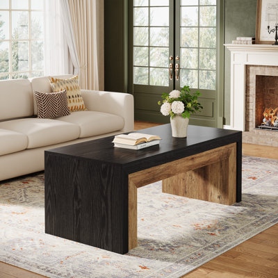 47.2" Rectangle Coffee Table For Living Room, Two-Tone Center Table