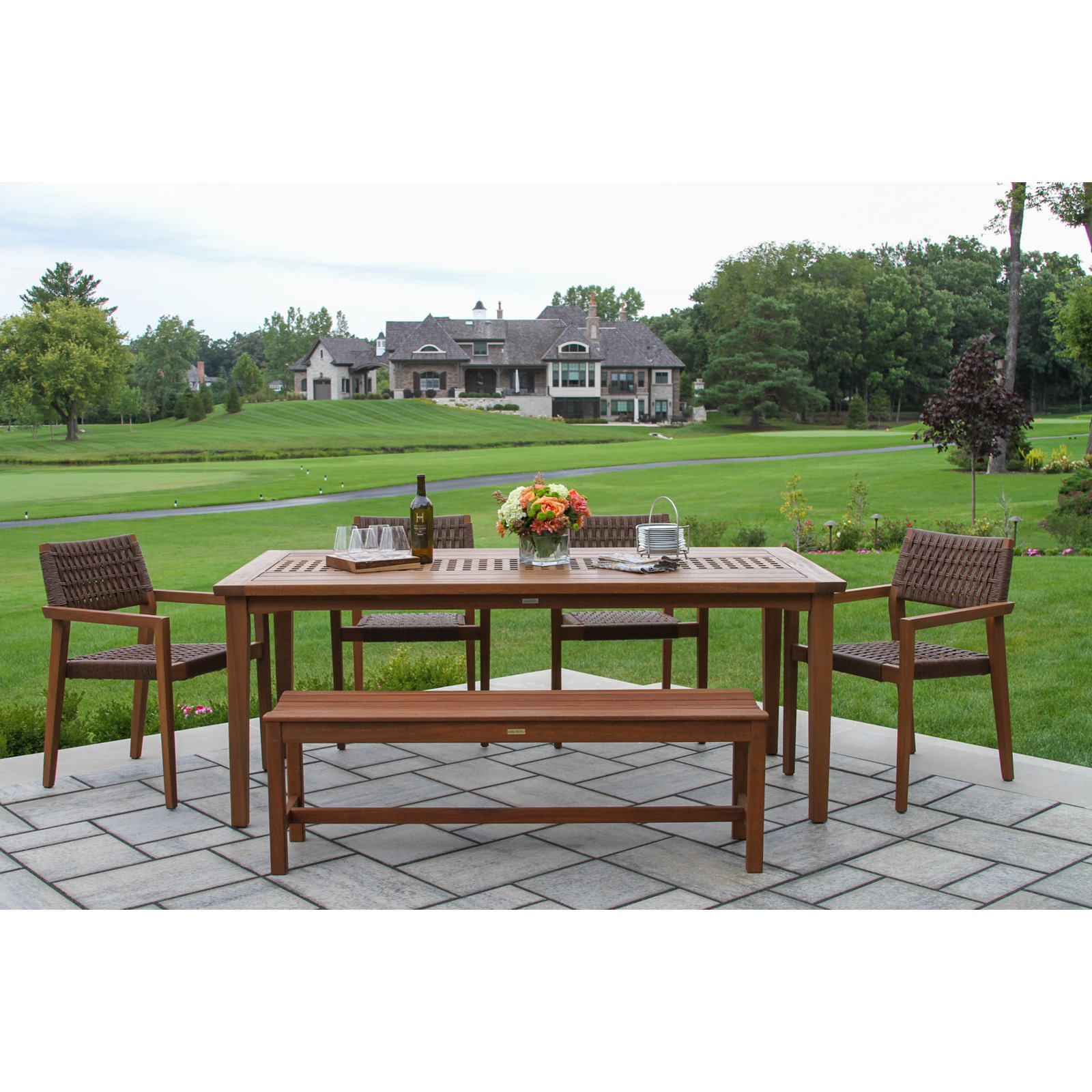 Zula Outdoor Eucalyptus Wicker Stacking Dining Chair