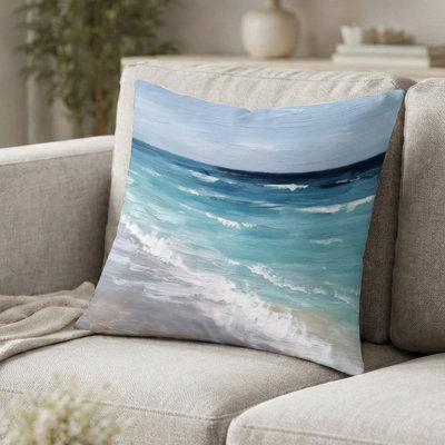 Beach Decorative Cushion - Blue Coastal Beach Wonder Decorative Throw Pillow