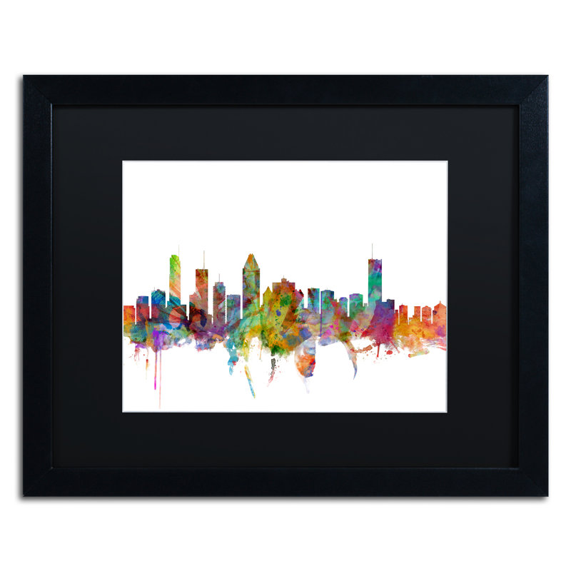 « montréal canada horizon », impression encadrée, H 16 po x l 20 po x P 0,5 po, Noir, Cadre noir