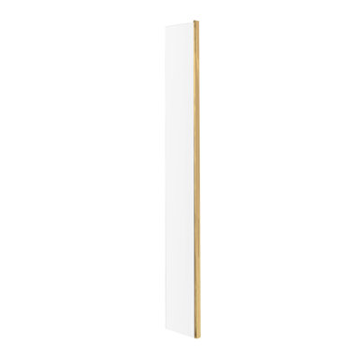 Brushed Brass Wetroom Screens 28mm W x 1950mm H Frameless Wet Room Glass Screens with Clear Glass