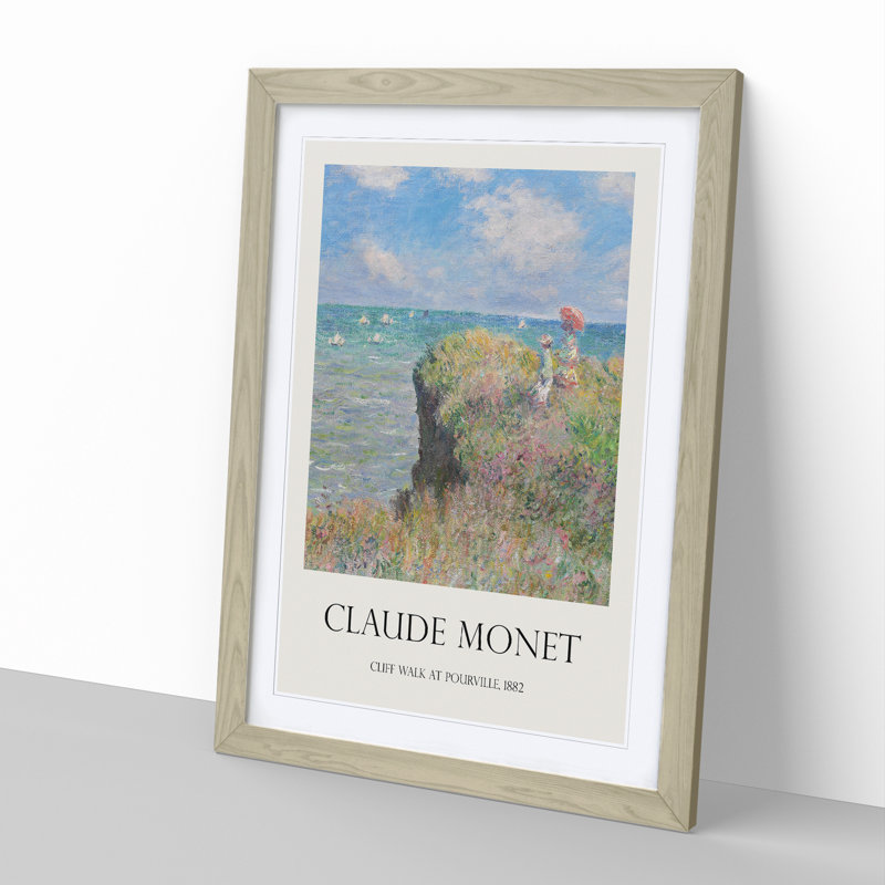 Cliff Walk at Pourville by Claude Monet - Framed Print, 48cm H x 36cm W x 2cm D, Oak