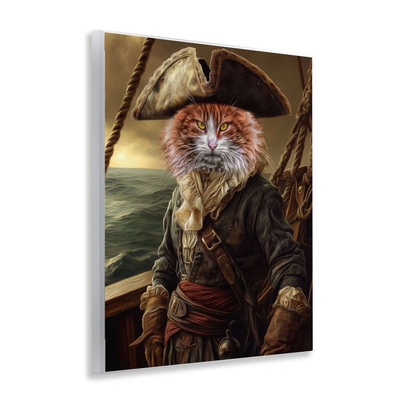 Plaque murale Swashbuckling Whiskers Cat, design par Kelley Parker