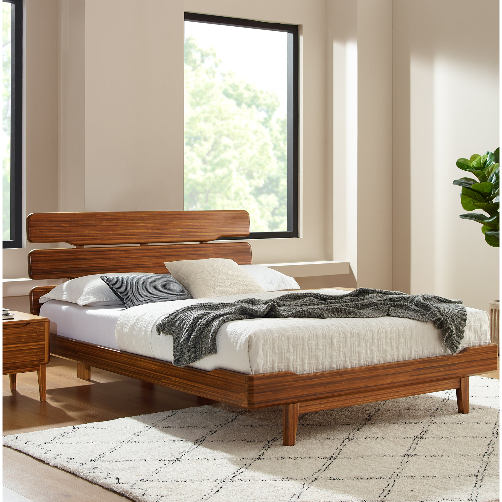 Lacey Platform Bed, King, Brown