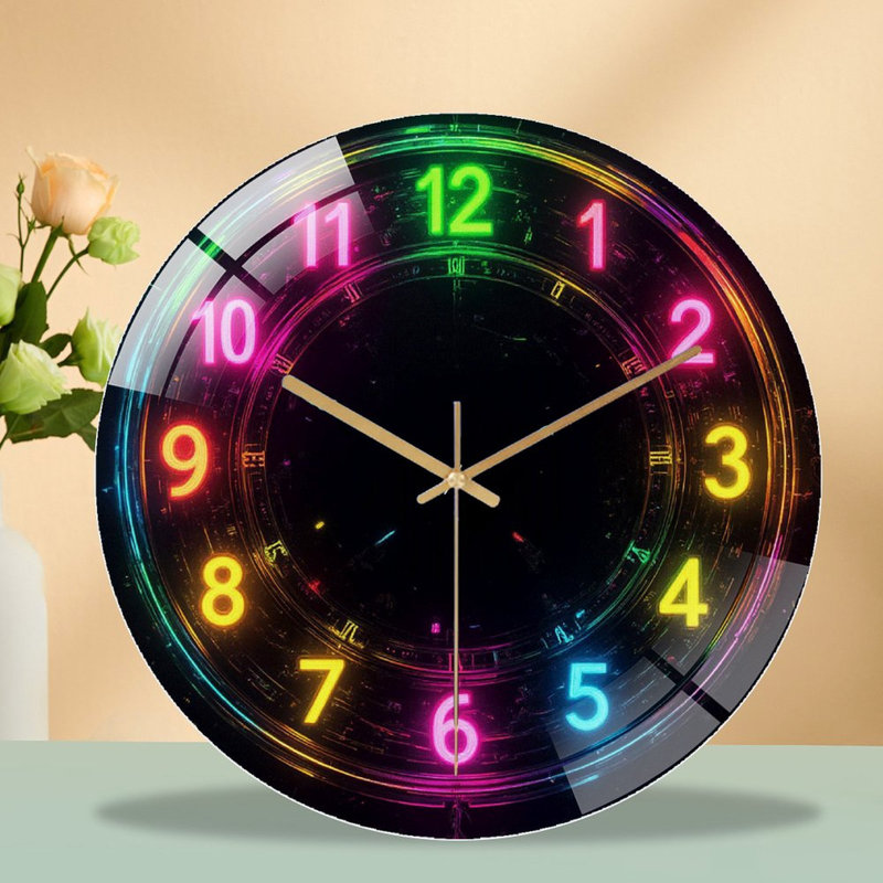 Horloge murale DEL avec luminosité réglable_1 - Horloge murale moderne en verre 12 po