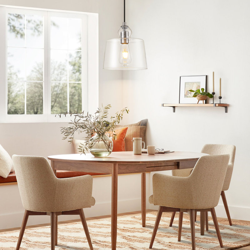 1 - Light Chrome Glass Pendant Light for Dining Room, Chrome