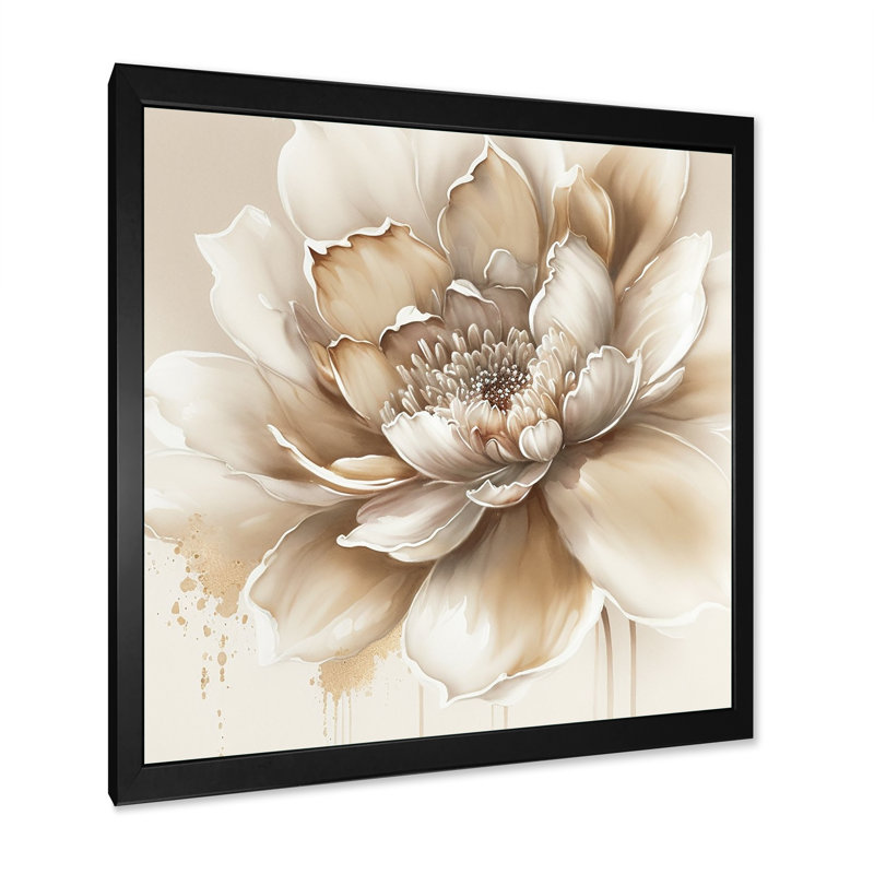 «Blooming Beige Floral Design III», reproduction d'art sur toile botanique, H 36 po x l 36 po x P 1,5 po, Impression encadrée