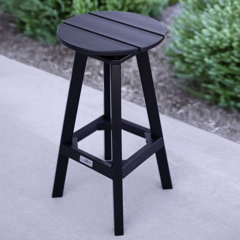 Mason-Cabo Black HDPE Round Outdoor Bar Table Set with Swivel Stools