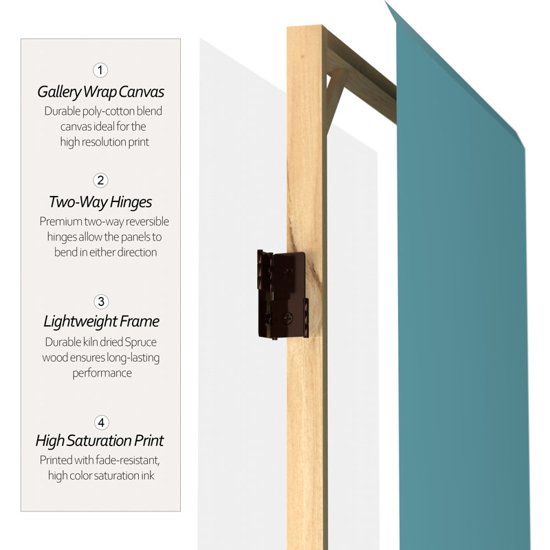 Arlynes Colorful Canvas Room Divider, Teal